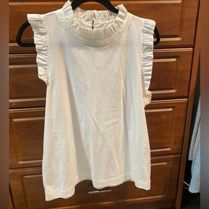 Banana Republic White Ruffle Sleeveless Top Size medium